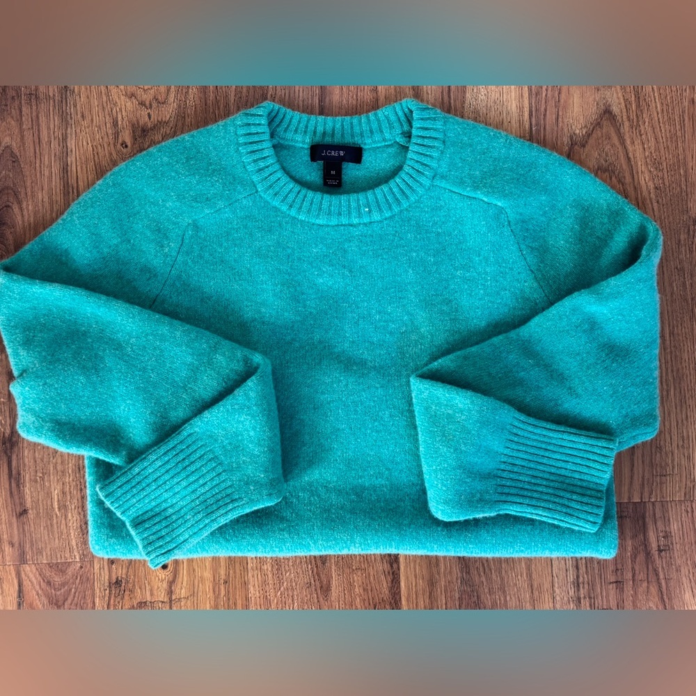 J. Crew Women's Wool Vibrant Teal Crew Neck Sweater, Size Medium